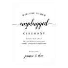 Black & White Calligraphy Unplugged Wedding Sign