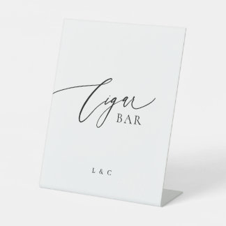 Black White Calligraphy Wedding Cigar Bar Sign
