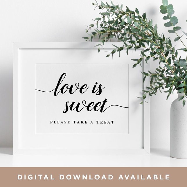 Black & White Calligraphy Wedding Dessert Bar Sign (Creator Uploaded)