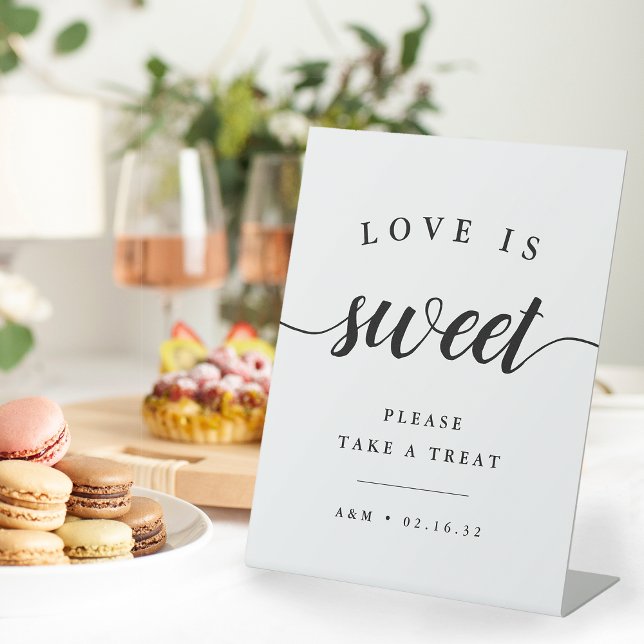 Black & White Calligraphy Wedding Dessert Pedestal Sign (Creator Uploaded)