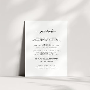 Black & White Calligraphy Wedding Details Enclosure Card