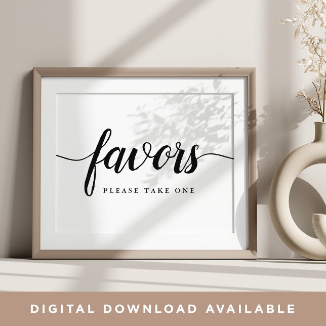 Black & White Calligraphy Wedding Favor Sign (Creator Uploaded)