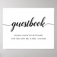 Black & White Calligraphy Wedding Guestbook Sign