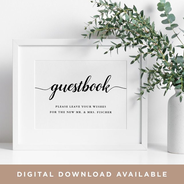 Black & White Calligraphy Wedding Guestbook Sign (Creator Uploaded)