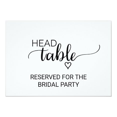 Black &amp; White Calligraphy Wedding Head Table Sign Invitation