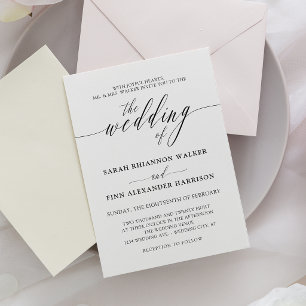 Black White Calligraphy Wedding Invitation