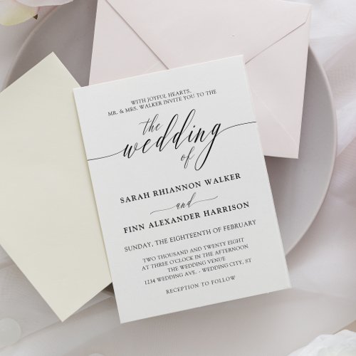 Black White Calligraphy Wedding Invitation