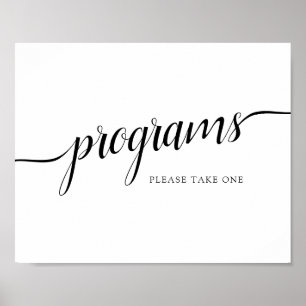 Black & White Calligraphy Wedding "Programs" Sign