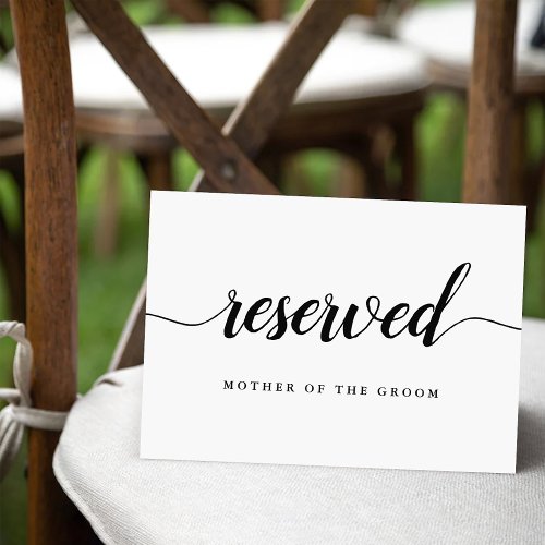 Black  White Calligraphy Wedding Reserved Sign