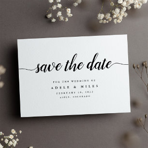 Black & White Calligraphy Wedding Save The Date