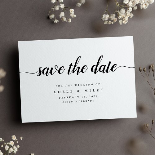 Black  White Calligraphy Wedding Save The Date