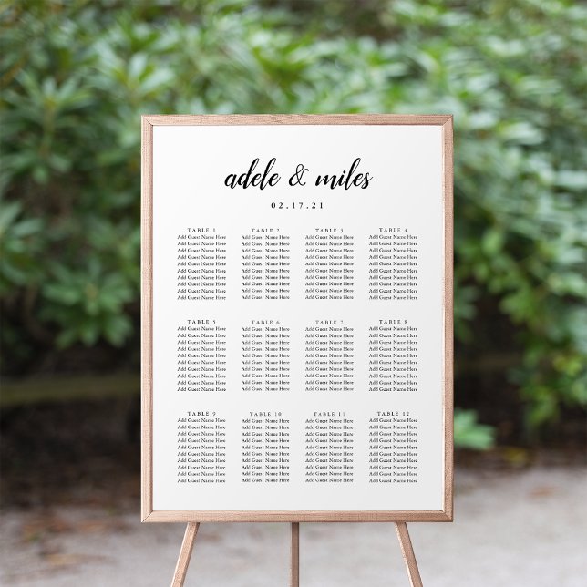 Black & White Calligraphy Wedding Seating Chart (Creator Uploaded)