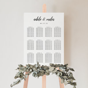 Black & White Calligraphy Wedding Seating Chart Foam Board