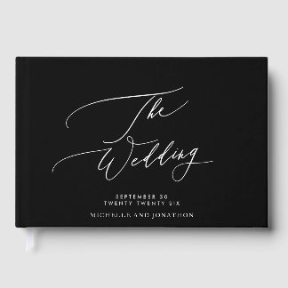 Black & White Calligraphy Wedding Wedding Guest Book