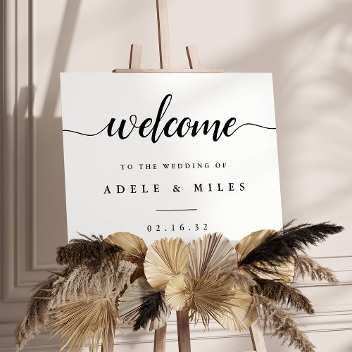 Black  White Calligraphy Wedding Welcome Sign