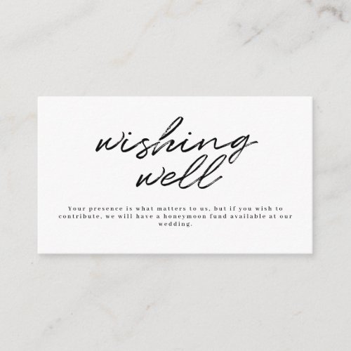Black White Calligraphy Wedding Wishing Well Enclosure Card