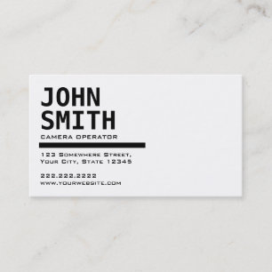 Black & White Camera Operator Business Card