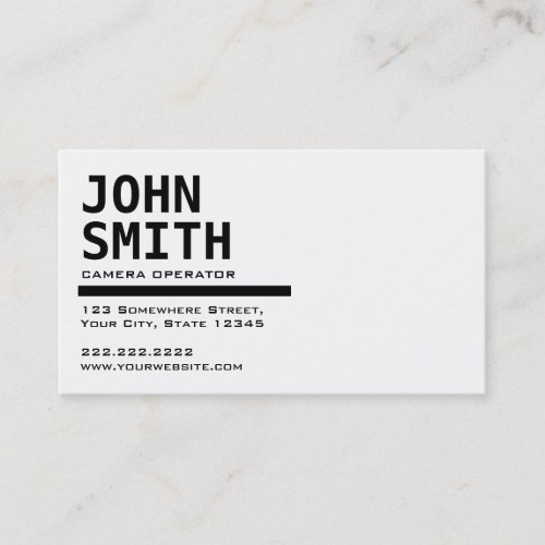 Black &amp; White Camera Operator Business Card