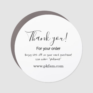 Black & White Car Detailer Thank You Sticker Magnet