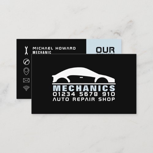 Black  White Car Logo Auto Mechanic Business Card
