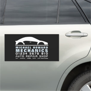 Black & White Car Logo, Auto Mechanic Car Magnet