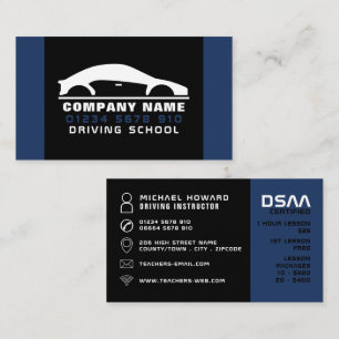 Black & White Car Logo, Driving School, Instructor Business Card