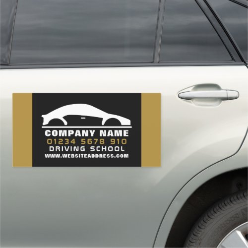 Black  White Car Logo Driving School Instructor Car Magnet