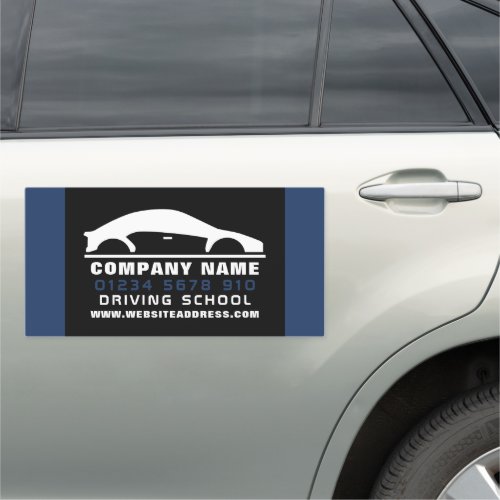 Black  White Car Logo Driving School Instructor Car Magnet