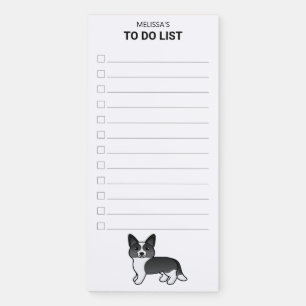 Black & White Cardigan Welsh Corgi Dog To Do List Magnetic Notepad