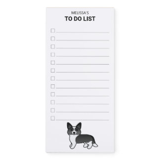 Black &amp; White Cardigan Welsh Corgi Dog To Do List Magnetic Notepad