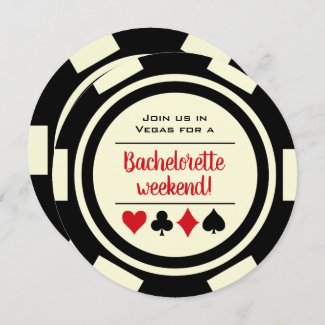 Black White Casino Poker Chip Bachelorette Party Invitation