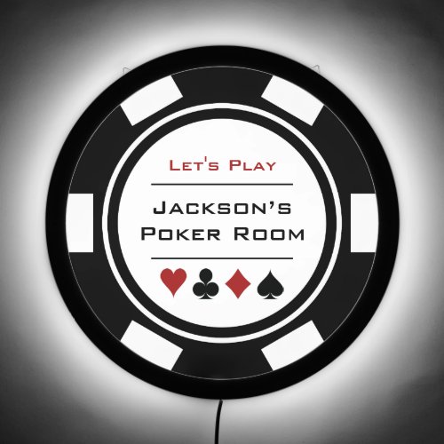 Black White Casino Poker Chip Gambling LED Sign