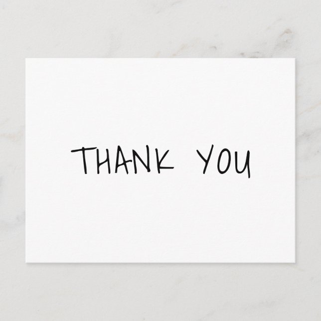 Black White Casual Handwriting Business Thank You Postcard (Front)