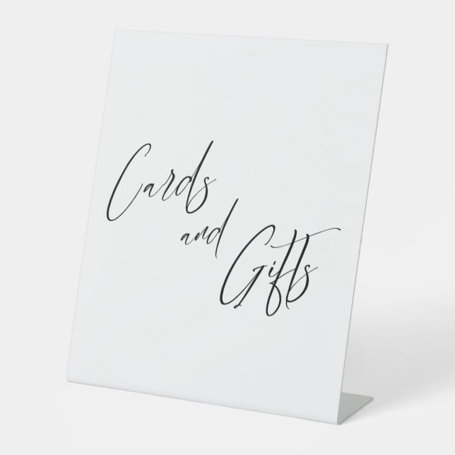 Black & White Casual Handwriting Cards & Gifts Pedestal Sign (Front)
