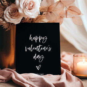 Black   White Casual Script and Heart Valentine Holiday Card