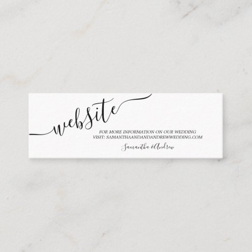 black white casual typography wedding website mini business card