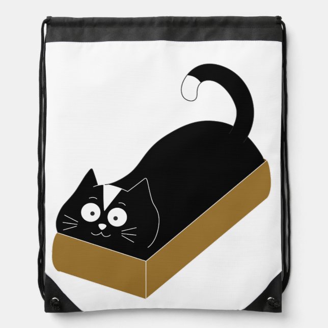 Black & White Cat Drawstring Backpack (Front)