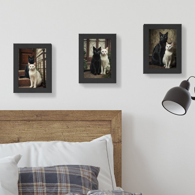 Black & White Cat Duo - Custom Print Set (Bedroom)
