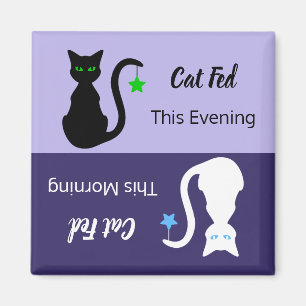 Black/White Cat Fed Reminder Magnet