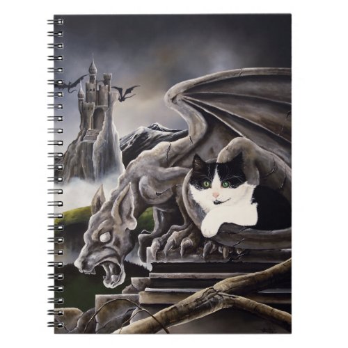 Black White Cat Gargoyle Notebook