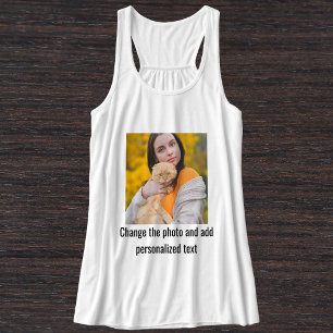 Black White Cat Mom Family Fun Pet Photo Custom Tank Top
