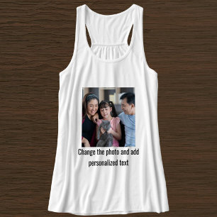 Black White Cat Mom Family Pet Photo Personalized Tank Top