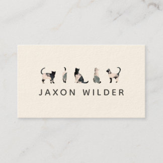 Black White Cat Silhouette Cloud Minimal Business Card