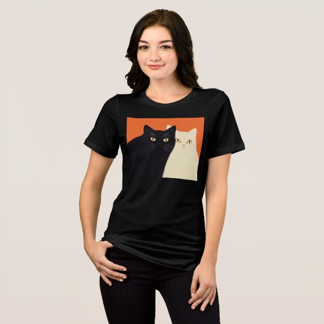 Black & White Cat T-shirt Tri-Blend Shirt (Front Full)