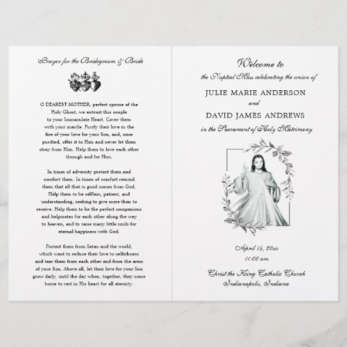 Black  White Catholic Latin Mass Wedding Program