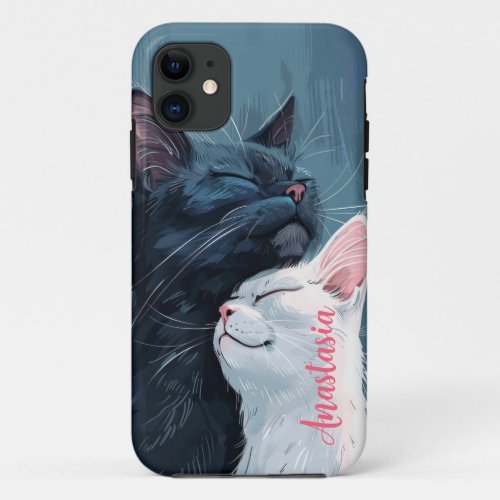 Black White Cats in Love PersonalizedPhone Case