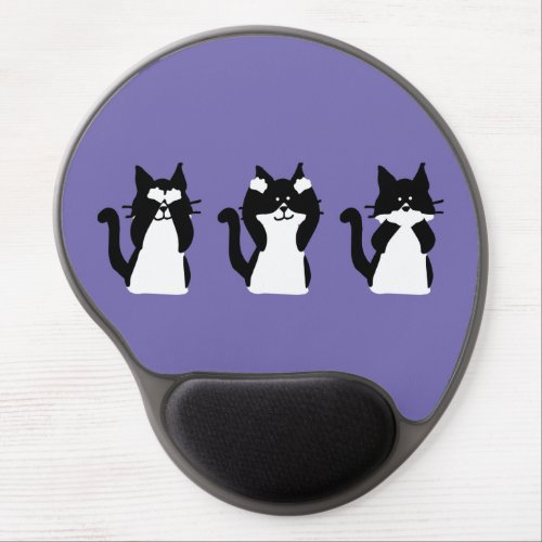 Black White Cats  Three Wise Kitties Gel Mouse Pad