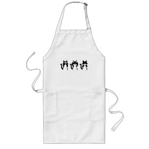 Black White Cats Three Wise Kitties Long Apron