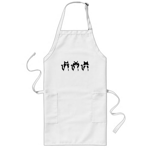 Black White Cats  Three Wise Kitties Long Apron