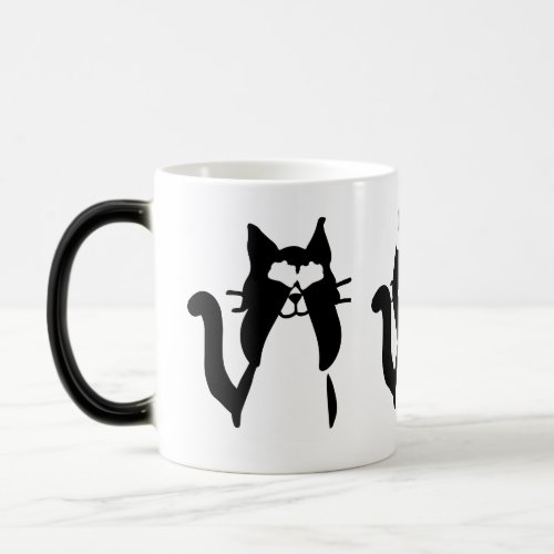 Black White Cats  Three Wise Kitties Magic Mug